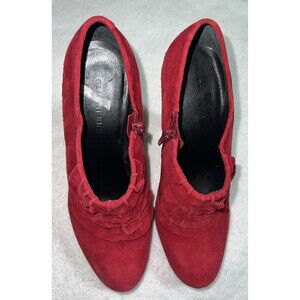 GIANNI BINI  Zip High Heel Ankle Red  Leather Pump Boots Booties Sz 8 1/2 M